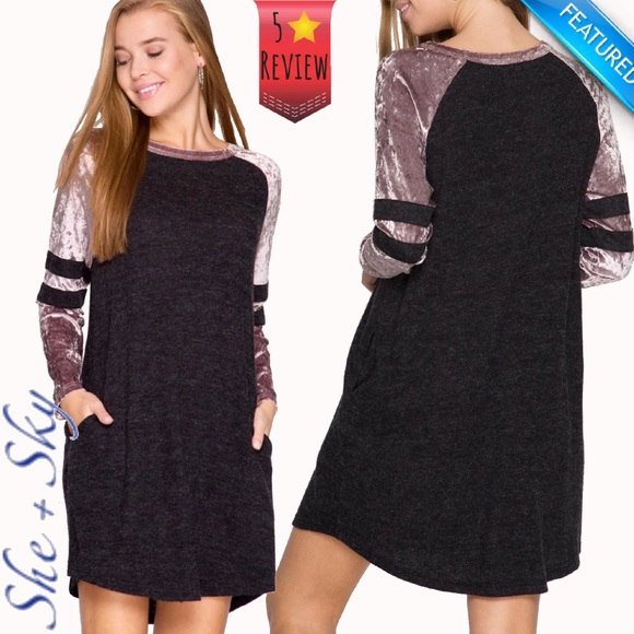 She and Sky Dresses & Skirts - 🍁“Plum” Sporty Shift Dress with Pockets